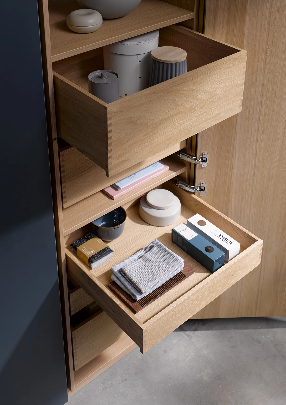 Premium Häcker kitchen cabinet storage solutions with real timber drawers
